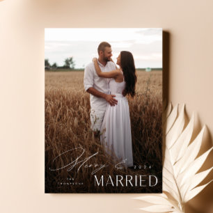 Vrolijk en getrouwd Pas getrouwd bruiloft overlay Feestdagenkaart