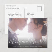 Vrolijk en getrouwd Pas getrouwd Elegant Feestdagenkaart (Voorkant / Achterkant)