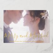 Vrolijk en getrouwd Pas getrouwd Elegant Folie Feestdagenkaart (Voorkant)