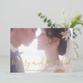 Vrolijk en getrouwd Pas getrouwd Elegant Folie Feestdagenkaart (Staand Voorkant)