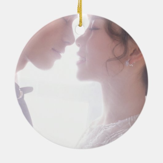 Vrolijk en getrouwd Pas getrouwd Elegant Keramisch Ornament (Achterkant)