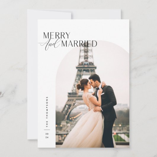 Vrolijk en getrouwd Pas getrouwd foto Kerst Kaart (Voorkant)