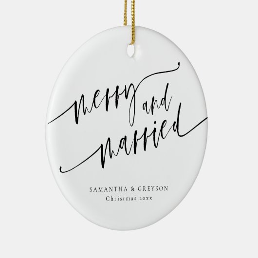 Vrolijk en getrouwd Pas getrouwd Keramisch Ornament (Rechts)