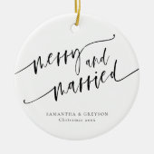 Vrolijk en getrouwd Pas getrouwd Keramisch Ornament (Voorkant)