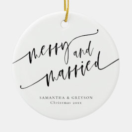 Vrolijk en getrouwd Pas getrouwd Keramisch Ornament