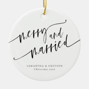 Vrolijk en getrouwd Pas getrouwd Keramisch Ornament
