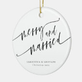 Vrolijk en getrouwd Pas getrouwd Keramisch Ornament (Links)