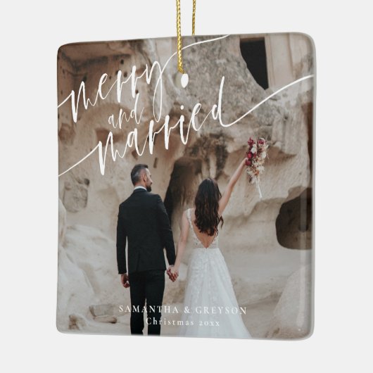 Vrolijk en getrouwd Pas getrouwd Keramisch Ornament (Links)