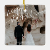 Vrolijk en getrouwd Pas getrouwd Keramisch Ornament (Voorkant)
