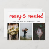 Vrolijk en getrouwd | Red Script Vakantiefoto Feestdagenkaart (Voorkant / Achterkant)