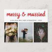 Vrolijk en getrouwd | Red Script Vakantiefoto Feestdagenkaart (Voorkant)