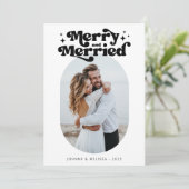 Vrolijk en getrouwd Retro paar Kerstfoto Feestdagenkaart (Staand voorkant)