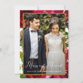 Vrolijk en getrouwd Rode Bloemen Vakantie Groet Feestdagenkaart (Voorkant)