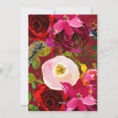 Vrolijk en getrouwd rode bloemige terug vakantie g feestdagenkaart (Achterkant)