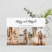 Vrolijk en getrouwd script kerst paar foto feestdagenkaart (Staand voorkant)