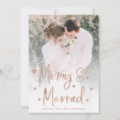 Vrolijk en getrouwd | Script sterren en foto's Feestdagenkaart (Voorkant)