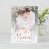 Vrolijk en getrouwd | Script sterren en foto's Feestdagenkaart (Staand voorkant)