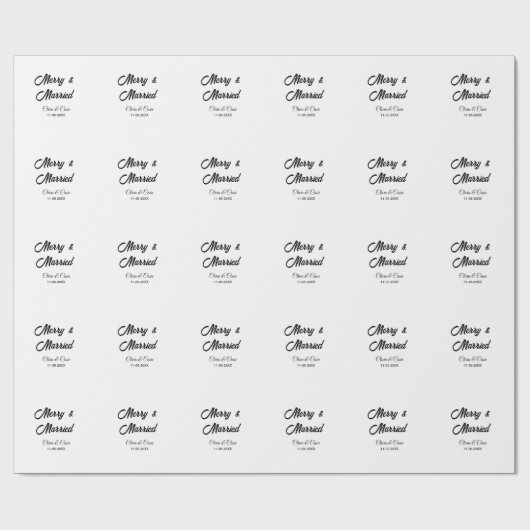 Vrolijk en getrouwd stel toevoegen Naam datum vaka Cadeaupapier (Vlak)