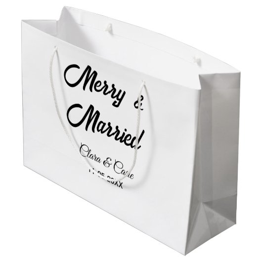 Vrolijk en getrouwd stel toevoegen Naam datum vaka Groot Cadeauzakje (Achterkant Gekanteld)