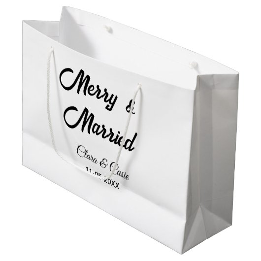 Vrolijk en getrouwd stel toevoegen Naam datum vaka Groot Cadeauzakje (Voorkant Gekanteld)