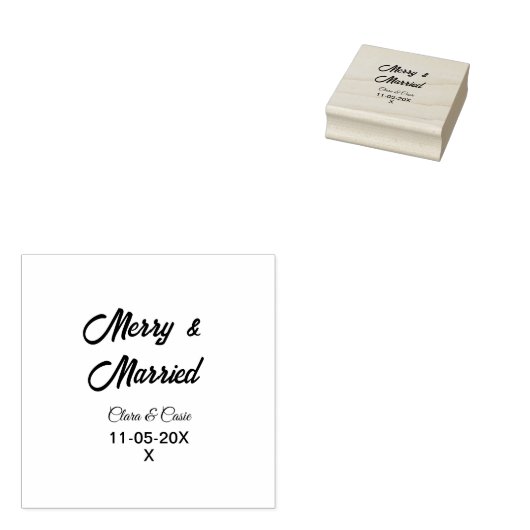 Vrolijk en getrouwd stel toevoegen Naam datum vaka Rubberstempel (Gestempeld)