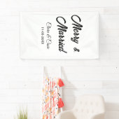 Vrolijk en getrouwd stel toevoegen Naam datum vaka Spandoek (Insitu)