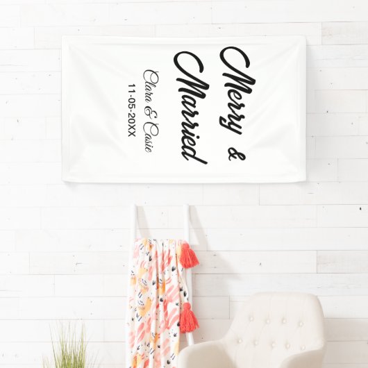 Vrolijk en getrouwd stel toevoegen Naam datum vaka Spandoek (Insitu)