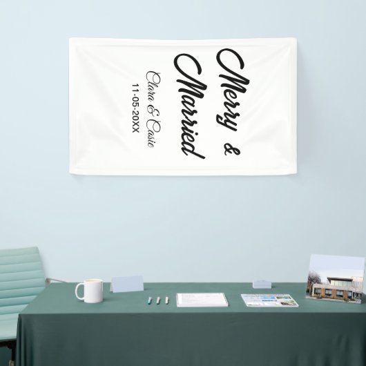 Vrolijk en getrouwd stel toevoegen Naam datum vaka Spandoek (Beurs)