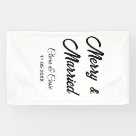 Vrolijk en getrouwd stel toevoegen Naam datum vaka Spandoek