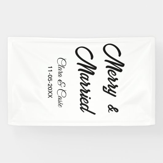 Vrolijk en getrouwd stel toevoegen Naam datum vaka Spandoek (Horizontaal)