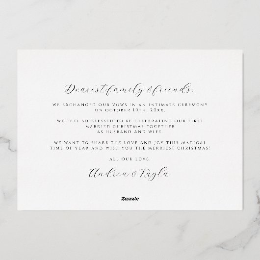 Vrolijk en getrouwd swirl vakantie bruiloft foto folie feestdagenkaart (Achterkant)