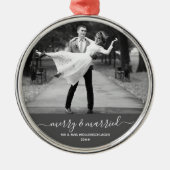 Vrolijk en getrouwd Tijdloos & Minimale Passen get Metalen Ornament (Voorkant)