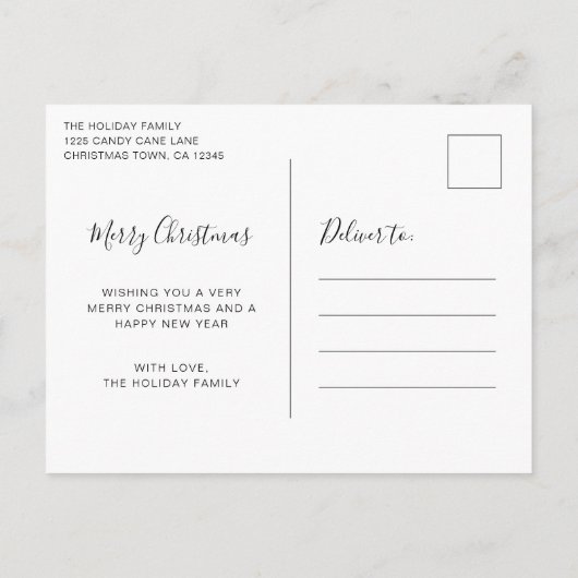 Vrolijk en getrouwd zwart-wit Pas getrouwd Elegant Feestdagenkaart (Achterkant)