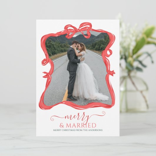 Vrolijk en getrouwde bruiloft kerst Kaart (Staand voorkant)