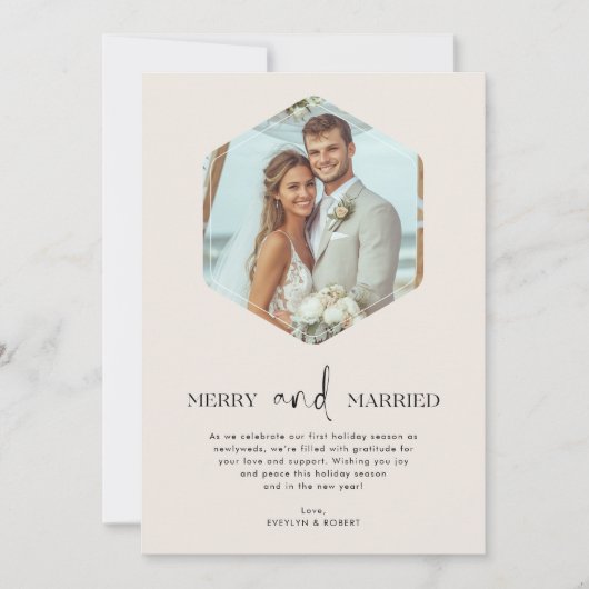 Vrolijk en getrouwde Pas getrouwd Christmas Polygo Feestdagenkaart (Voorkant)