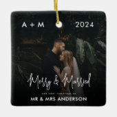 Vrolijk en getrouwde Pas getrouwd eerste kerstfoto Keramisch Ornament (Voorkant)