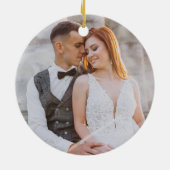 Vrolijk en getrouwde Pas getrouwd Foto Keramisch Ornament (Achterkant)