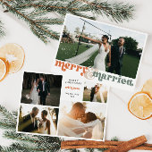 Vrolijk en getrouwde Pas getrouwd Foto Kerst Feestdagenkaart