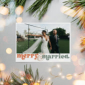 Vrolijk en getrouwde Pas getrouwd Foto Kerst Feestdagenkaart