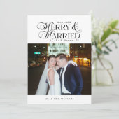 Vrolijk en getrouwde Passen getrouwd Foto Eerste K Feestdagenkaart (Staand voorkant)