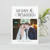 Vrolijk en getrouwde Passen getrouwd Foto Eerste K Feestdagenkaart (Staand voorkant)