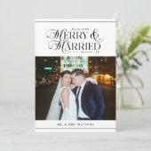 Vrolijk en getrouwde Passen getrouwd Foto Eerste K Feestdagenkaart (Staand voorkant)