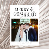 Vrolijk en getrouwde Passen getrouwd Foto Eerste K Feestdagenkaart