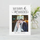 Vrolijk en getrouwde Passen getrouwd Foto Eerste K Feestdagenkaart (Staand voorkant)