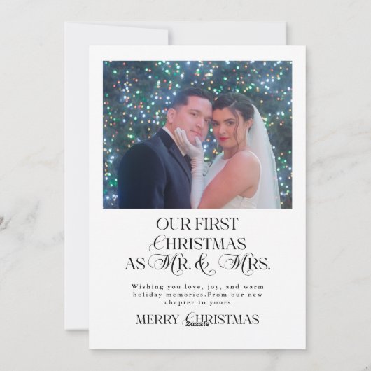 Vrolijk en getrouwde Passen getrouwd Foto Eerste K Feestdagenkaart (Achterkant)