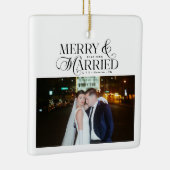 Vrolijk en getrouwde Passen getrouwd Foto Eerste K Keramisch Ornament (Rechts)