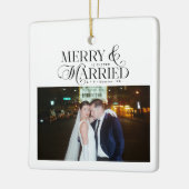 Vrolijk en getrouwde Passen getrouwd Foto Eerste K Keramisch Ornament (Links)