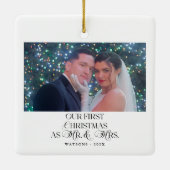 Vrolijk en getrouwde Passen getrouwd Foto Eerste K Keramisch Ornament (Achterkant)