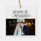 Vrolijk en getrouwde Passen getrouwd Foto Eerste K Keramisch Ornament (Voorkant)