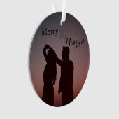 Vrolijk en getrouwde Passen getrouwd Kerst 2 Foto Ornament (voorkant)